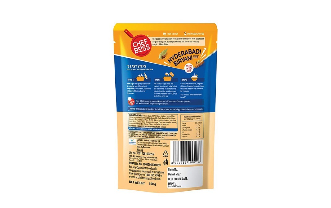 Chef Boss Hyderabadi Biryani Paste    Pack  150 grams